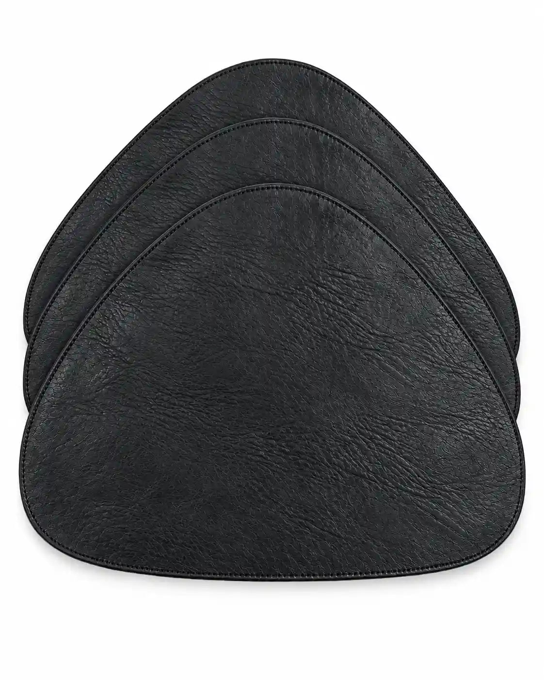 Vintage Leather Placemat – Organic Shape – Black
