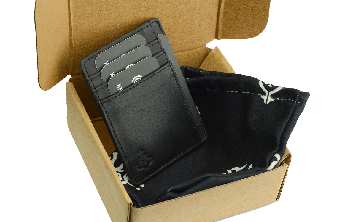 Minimalist Leather Slim Wallet -Havan & black
