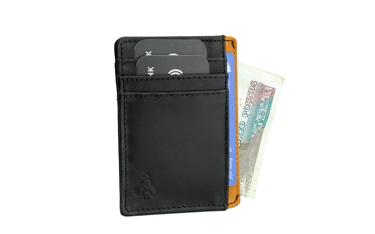 Minimalist Leather Slim Wallet -Havan & black