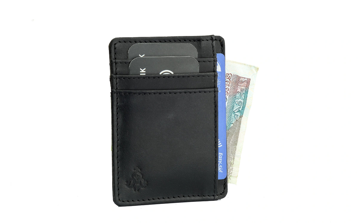 Minimalist Leather Slim Wallet -black