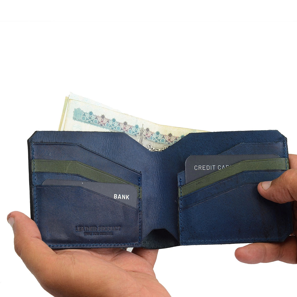 Vault Leather Wallet – Navy Blue