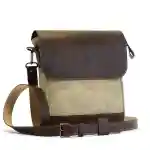 Blend Cross crossbody bag made of beige canvas and penny brown genuine leather