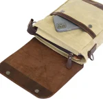 Blend Cross crossbody bag made of beige canvas and penny brown genuine leather