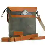 Blend Cross crossbody bag made of olive green canvas and Havana brown leather