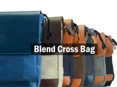 Blend Cross crossbody bag crafted from black canvas and Havana brown leather